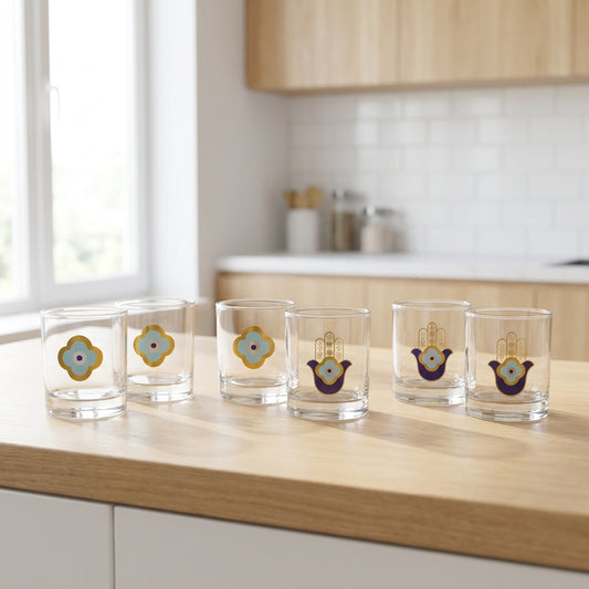 Blulo Glass Tea & Juice Cups – 250ml Set of 6 | Elegant Everyday Serving Glasses