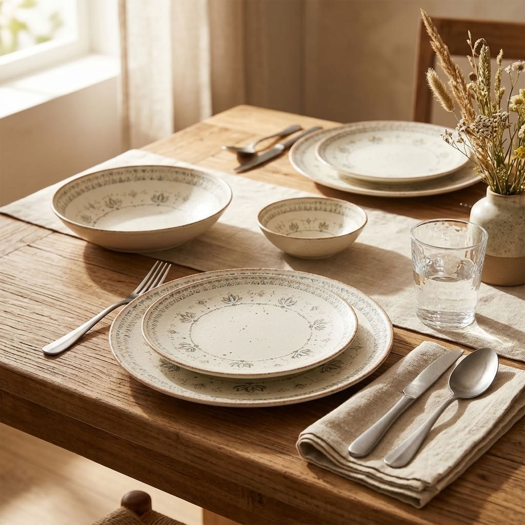 Botanical Ivory porcelain plates and bowls