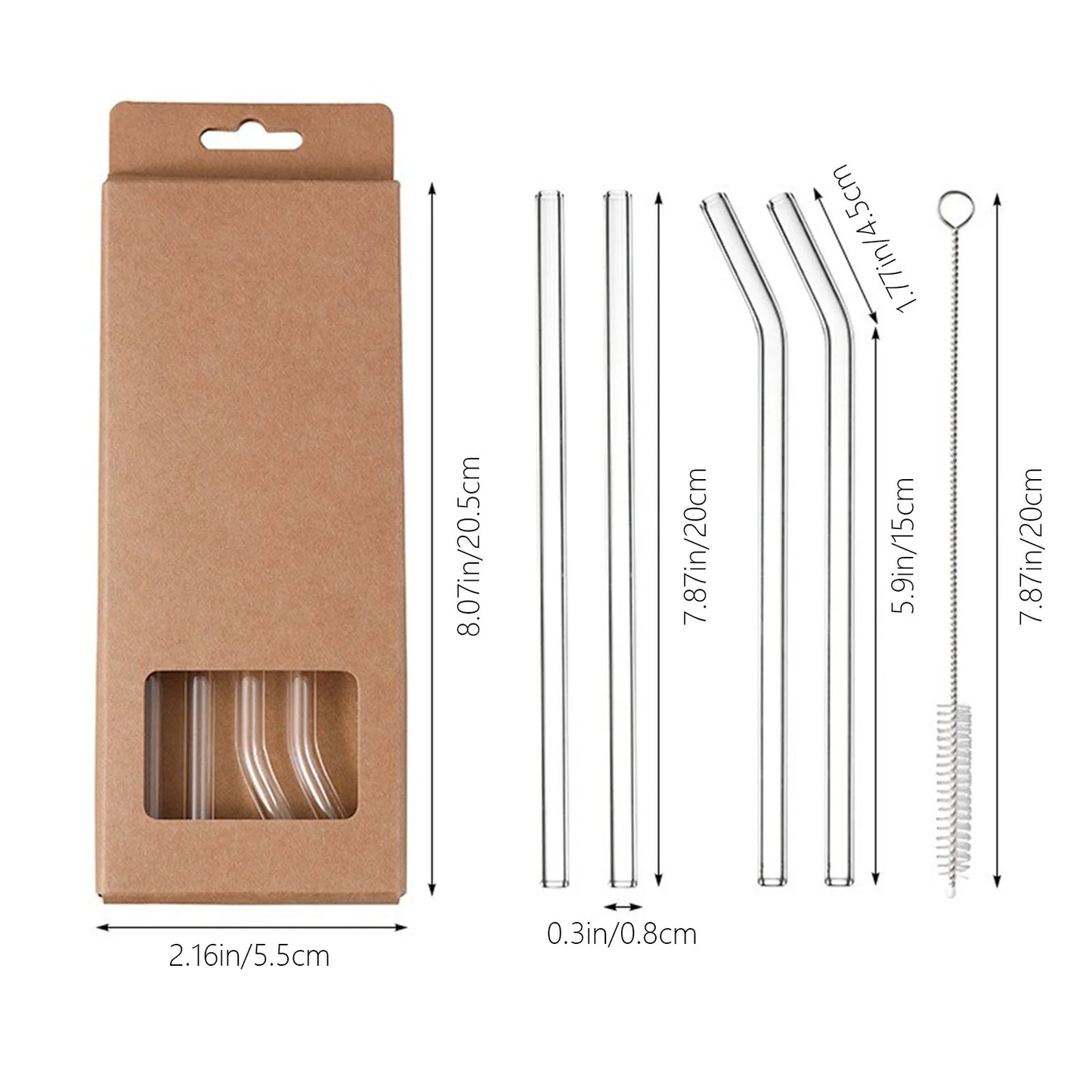 Auz Glass Straw Set of 6