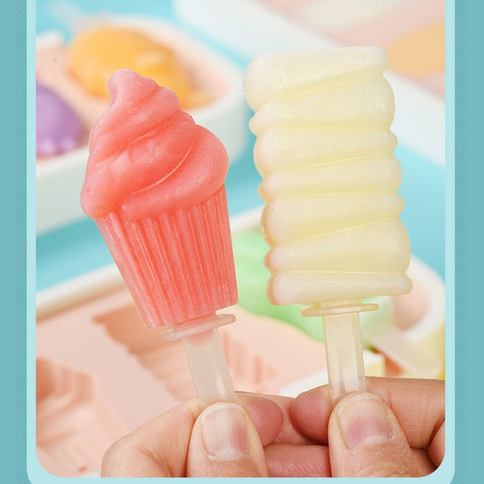 4-Pc Silicone Ice Cream Molds | BPA-Free Popsicle Makers for Homemade Treats | DIY Frozen Yogurt, Chocolate; Candy Molds