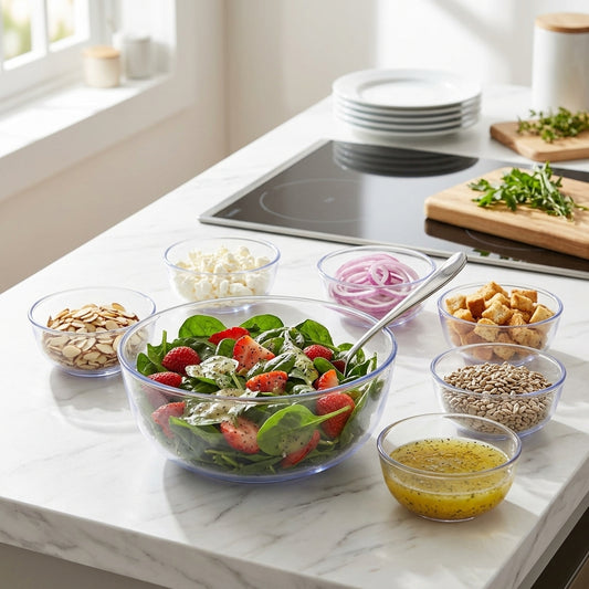 Salads 7-Piece Glass Bowls Set – Bowls for Everyday Dining- Serving 6 People