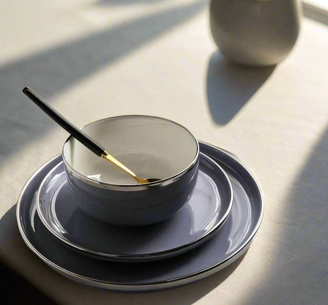 Neogray 28 Plate Modern Porcelain Dinner Set – طقم عشاء بورسلين عصري، 28 طبقًا