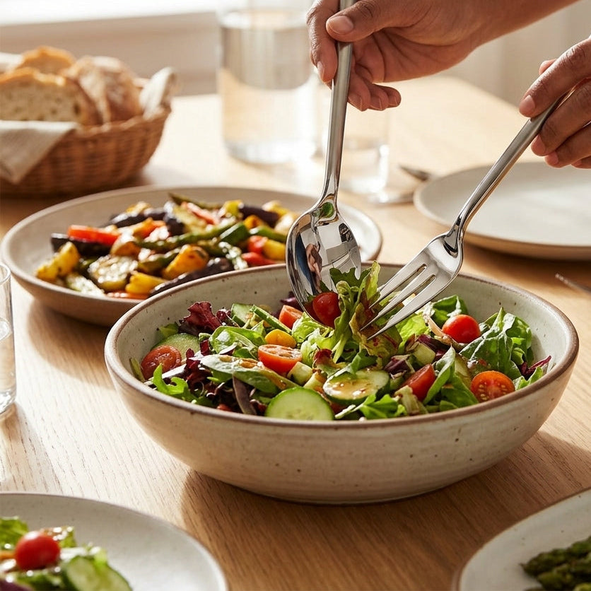 Sleek Stainless Steel 4-Piece Serving Utensil Set | made in Italy – طقم أدوات تقديم من الستانلس ستيل، 4 قطع، صناعة إيطالية