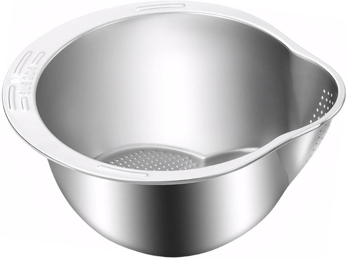 Ghaba Stainless Steel Rice Strainer Bowl – مصفاة أرز من الستانلس ستيل