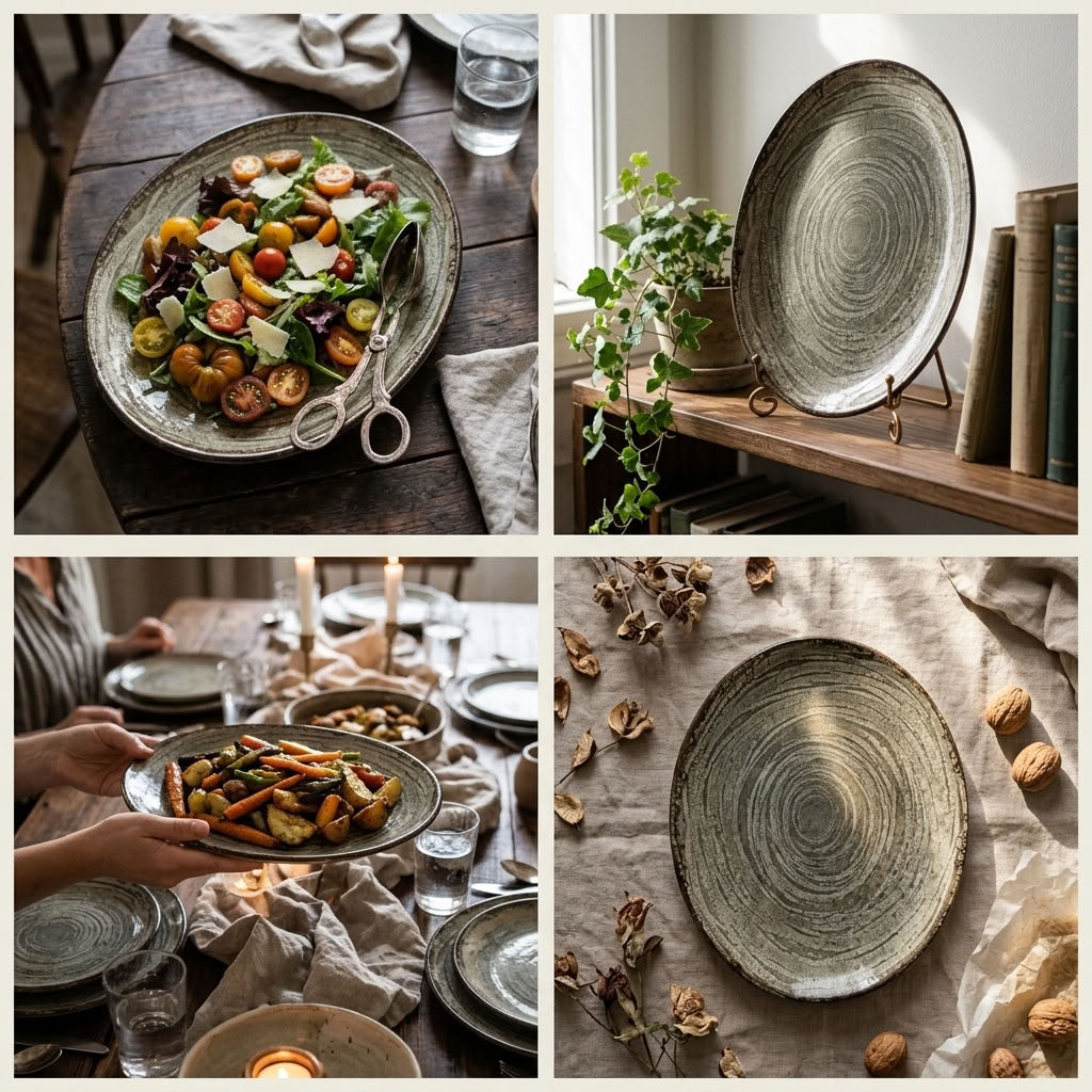 Oval porcelain platter – salad and display styling