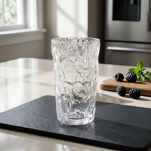 Iced Textured Glass Tumblers Set – 370 ml | Set of 6