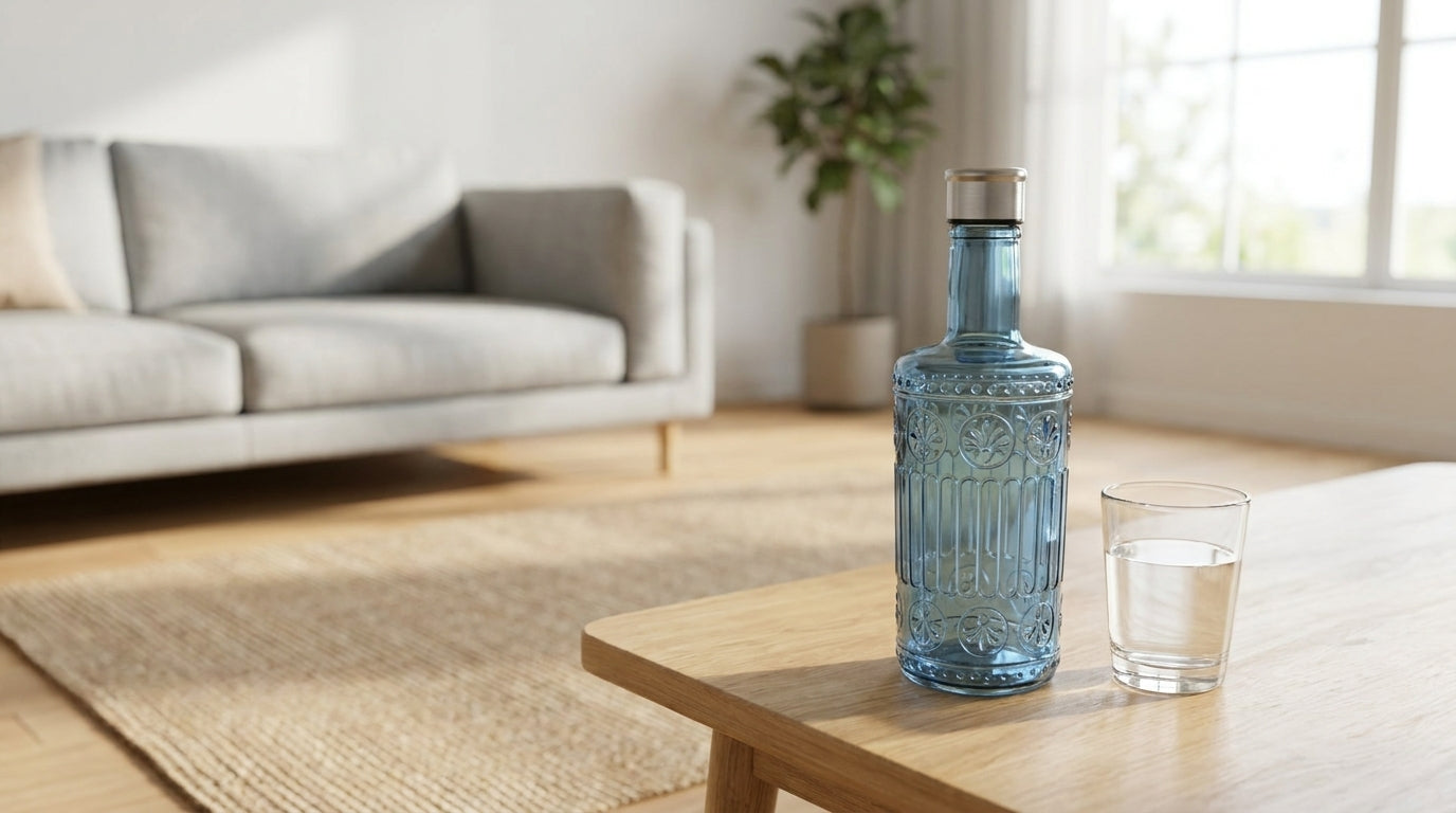 Bluttle 1100ml Textured Glass Water Bottles – Set of 2 | Juice & Beverage Bottles