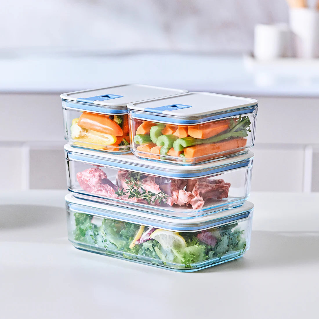 Zest طقم علب طعام زجاجية