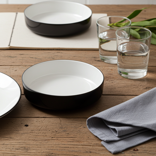Neoblack 30 Plate Modern Porcelain Dinner Set