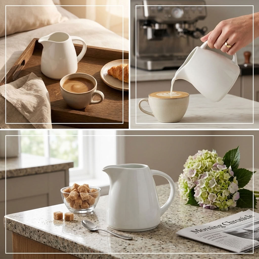 Morning Pour — 305 ml White Milk & Creamer Jug