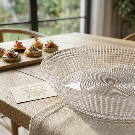 Lumax Glass Serving Plate | Elegant Round Glass Serving Plate (26 cm)