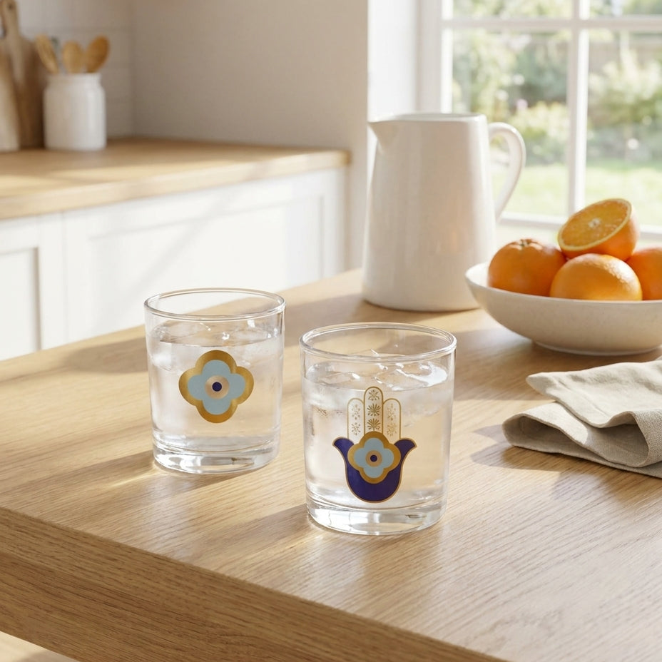 Blulo Glass Tea & Juice Cups – 250ml Set of 6 | Elegant Everyday Serving Glasses