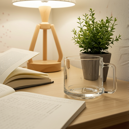 Elee Glass Mug Set of 6 | Elegant 216ml Tea & Coffee Cups | Modern Glassware with Square Grip