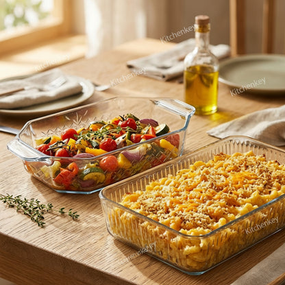طقم صواني خبز زجاجية مستطيلة من باك سيرف، قطعتان | صنع في تركيا