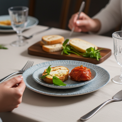 Bluering Dinner Set of 24 Porcelain Plates