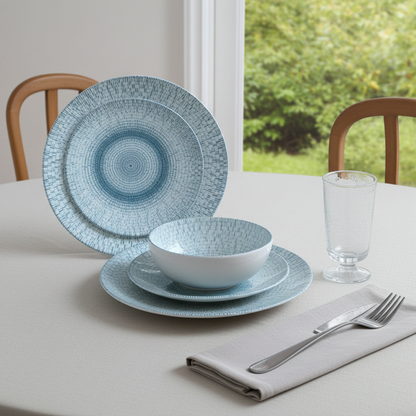 Bluering Dinner Set of 24 Porcelain Plates