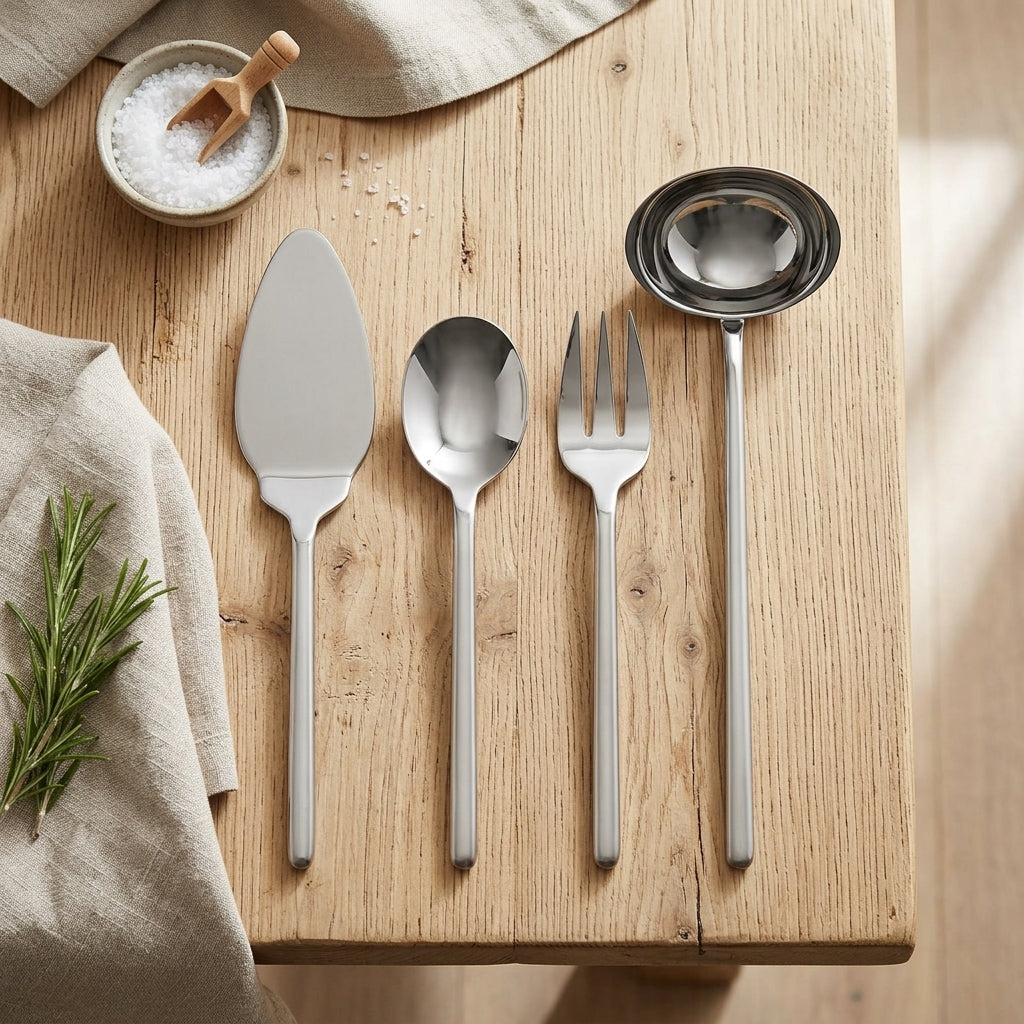 Sleek Stainless Steel 4-Piece Serving Utensil Set