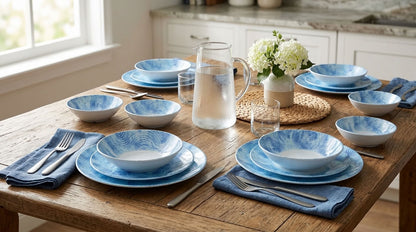 Azure Ripple 24-Piece Porcelain Dinner Set