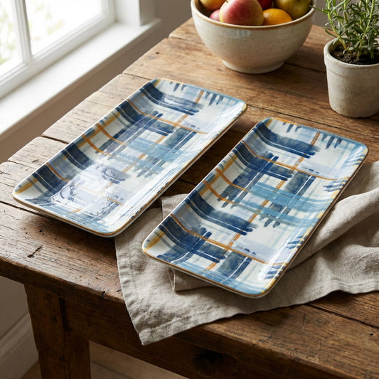 Blau Serving Porcelain Platter Set of 2