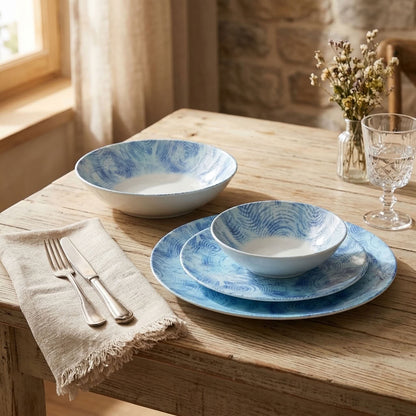 Azure Ripple 24-Piece Porcelain Dinner Set