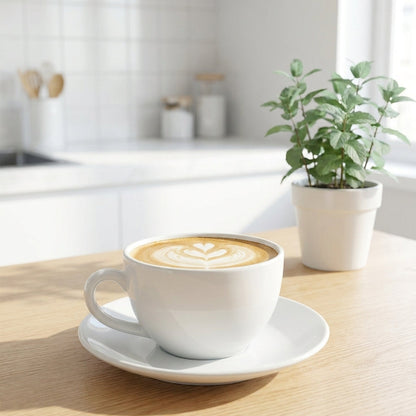 ☕ Classic Porcelain Coffee Cups & Saucers Set of 2 | Elegant Latte & Cappuccino Serving Set