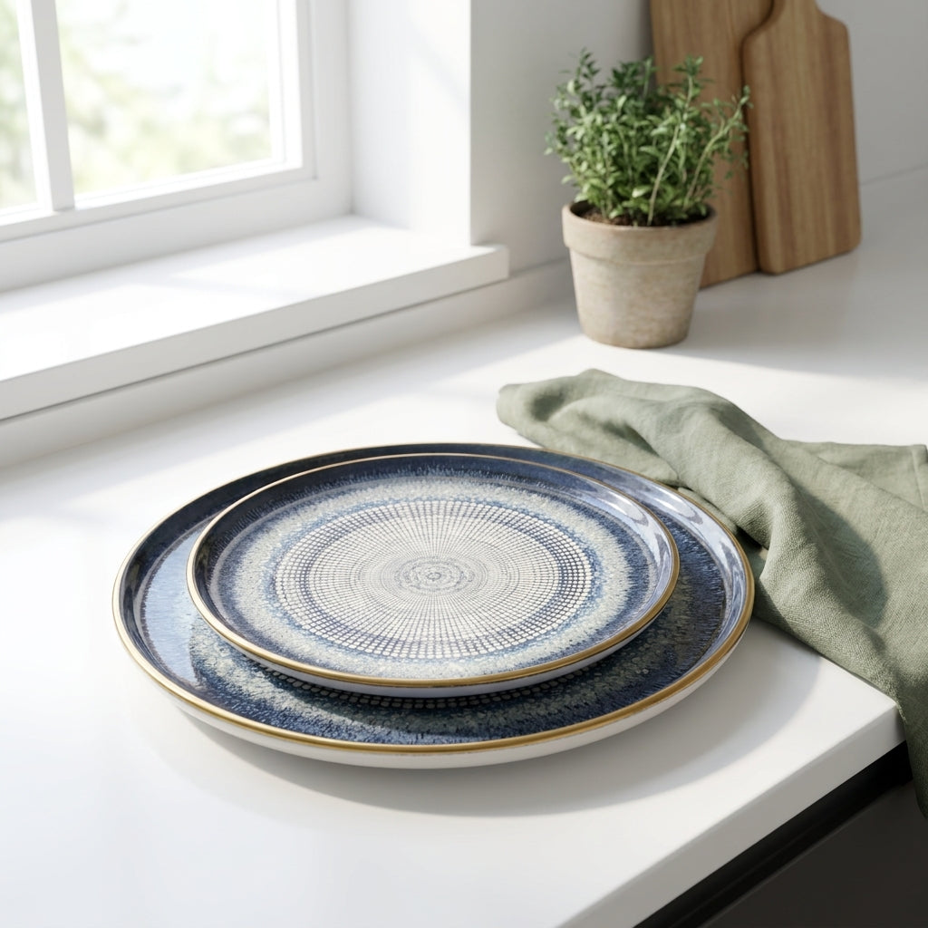 Eyun 12-Piece Porcelain Plate Set | Dinner & Side Plates for 6 People