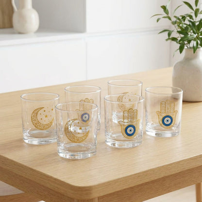 Hilulo Glass Tea & Juice Cups – 250ml Set of 6 | Elegant Everyday Serving Glasses