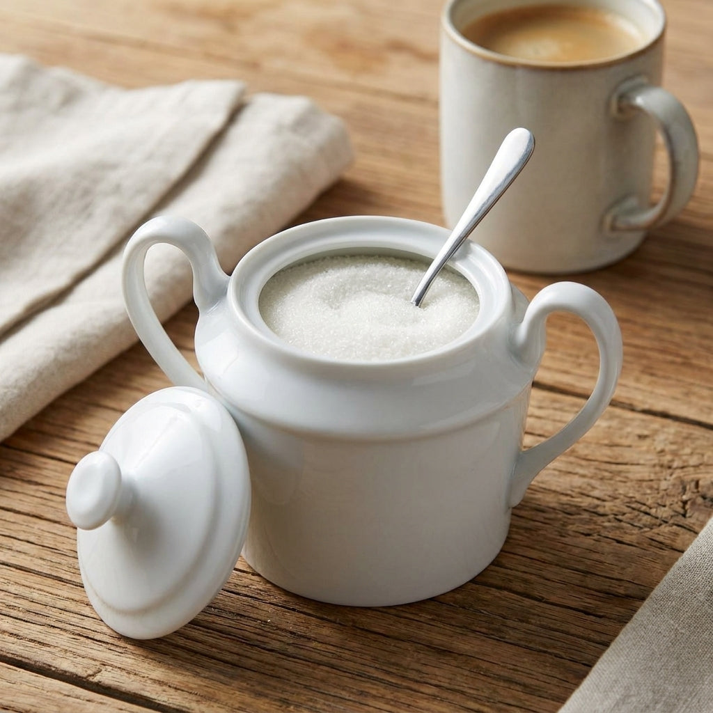Makroon Sugar Porcelain Cup with Lid  | Elegant Sugar Jar for Tea & Coffee Serving