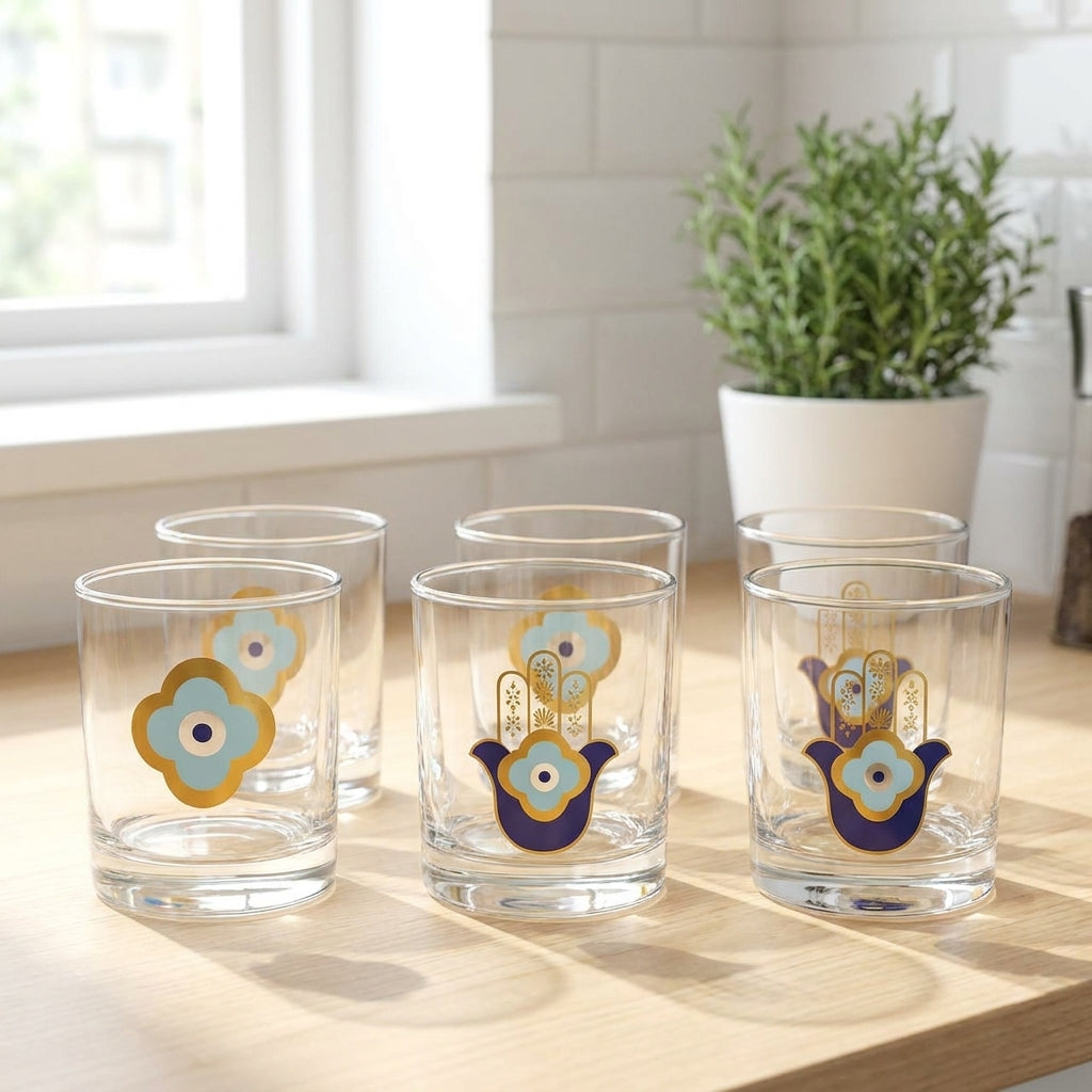 Blulo Glass Tea & Juice Cups – 250ml Set of 6 | Elegant Everyday Serving Glasses