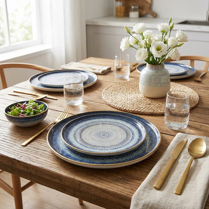 Eyun 12-Piece Porcelain Plate Set | Dinner & Side Plates for 6 People