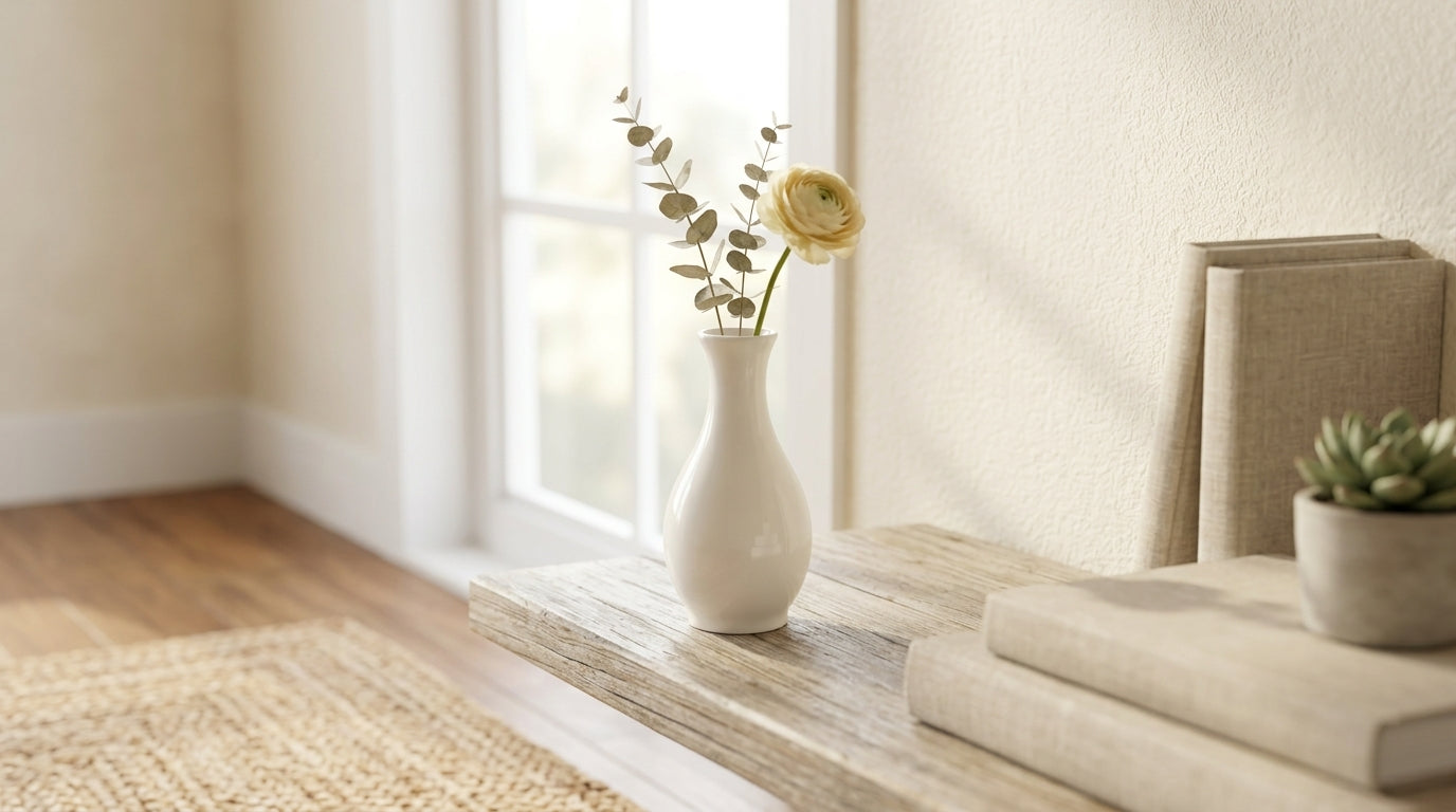 Luvmi White Ceramic Vase | Long Neck Bottle Vase