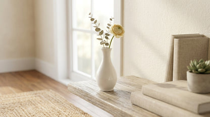 Luvmi White Ceramic Vase | Long Neck Bottle Vase