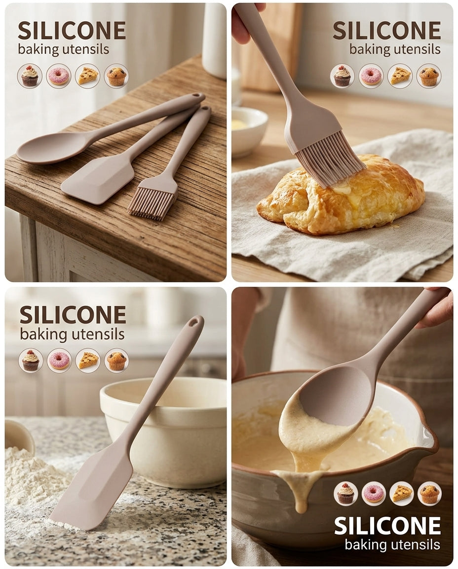 Forma Silicone 3pc Spatula Set - Gray & brown