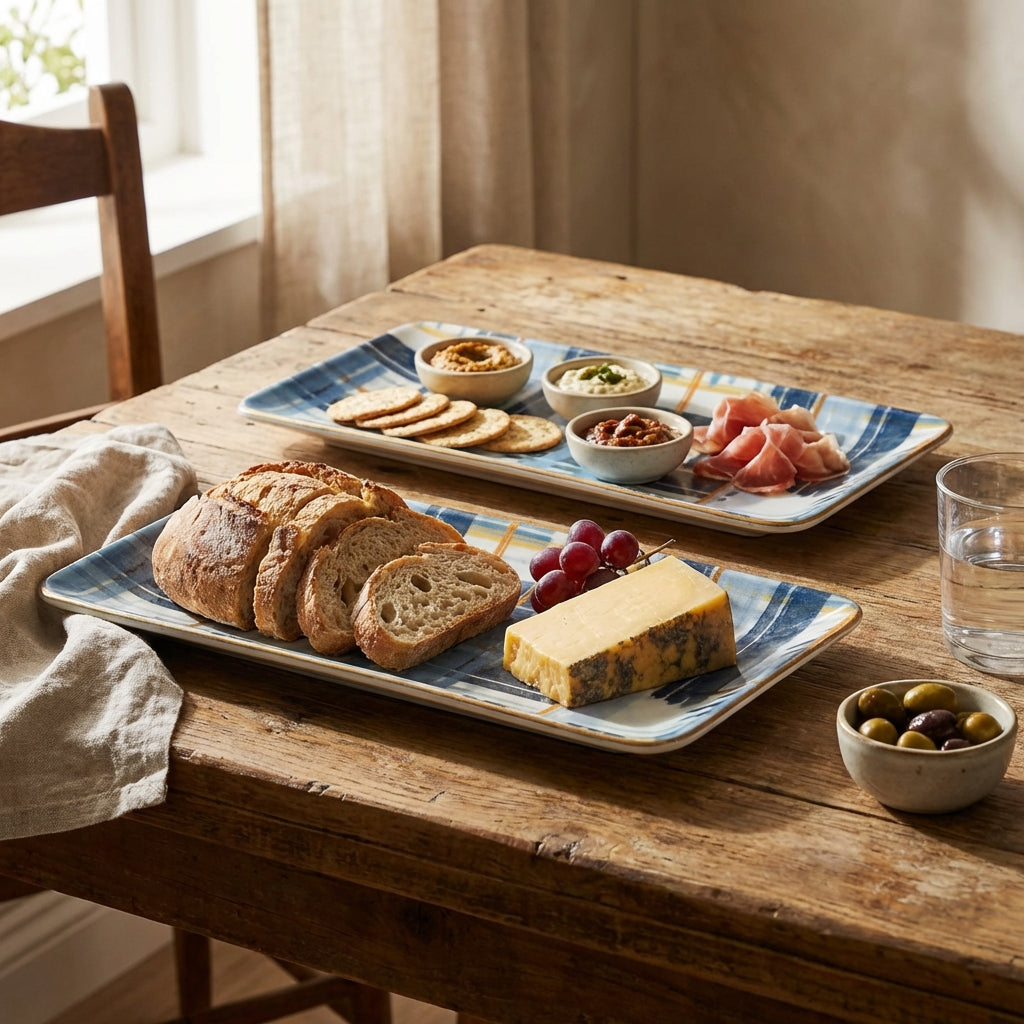 Blau Serving Porcelain Platter Set of 2