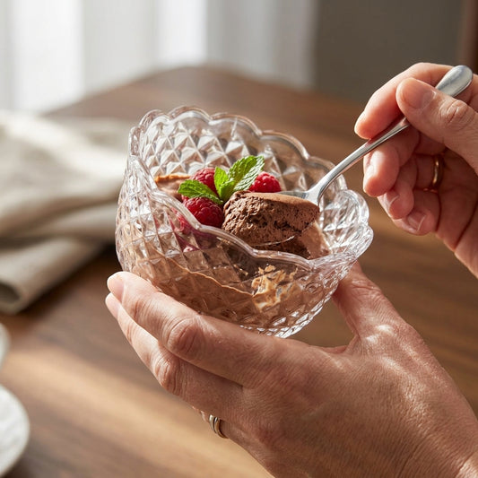 Diamond Glass Bowls Set of 6 Pieces | 11 cm bowls for everyday use
