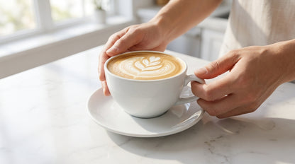 ☕ Classic Porcelain Coffee Cups & Saucers Set of 2 | Elegant Latte & Cappuccino Serving Set