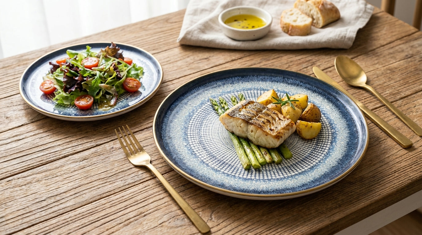 Eyun 12-Piece Porcelain Plate Set | Dinner & Side Plates for 6 People
