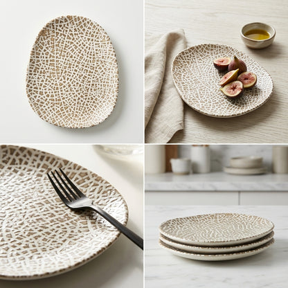 Chee Porcelain Dinner Plate Set – 24 cm (Set of 4) | Made in Turkey