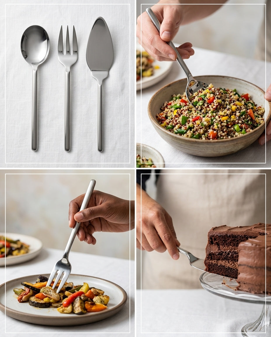 Sleek Stainless Steel 4-Piece Serving Utensil Set