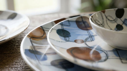 Sora Geometric Porcelain Dinner Set | 24 Pieces Family Tableware Collection