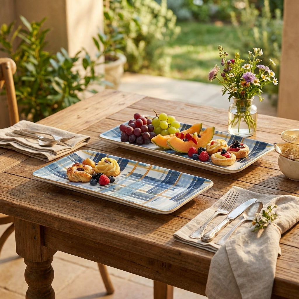 Blau Serving Porcelain Platter Set of 2