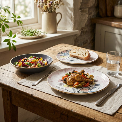 Flowlow 18 Plate Dinner Set | Tableware Set for 6 People