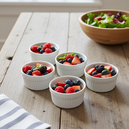 Professional 9.5cm Porcelain Ramekins - Bulk 50-Piece Set | Oven, Microwave & Dishwasher Safe | For Crème Brûlée, Soufflés & Desserts | HORECA Supply