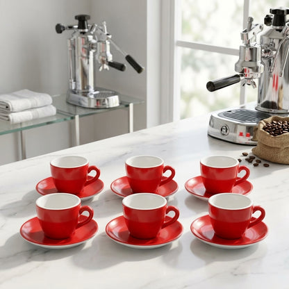 Rosso Espresso Cup & Saucer Set | Set of 6 (90 ml)