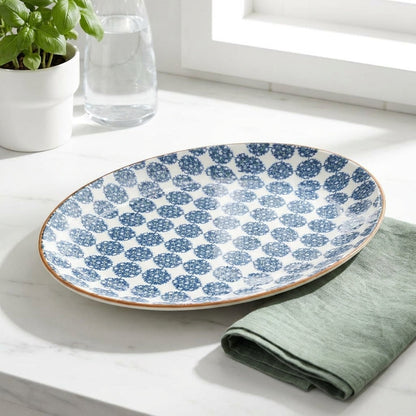 Floral Serving Porcelain Platter| Large Platter (36 × 28 cm)