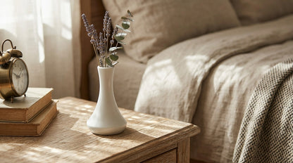 Luvu White Ceramic Vase | Wide Base Bottle Vase