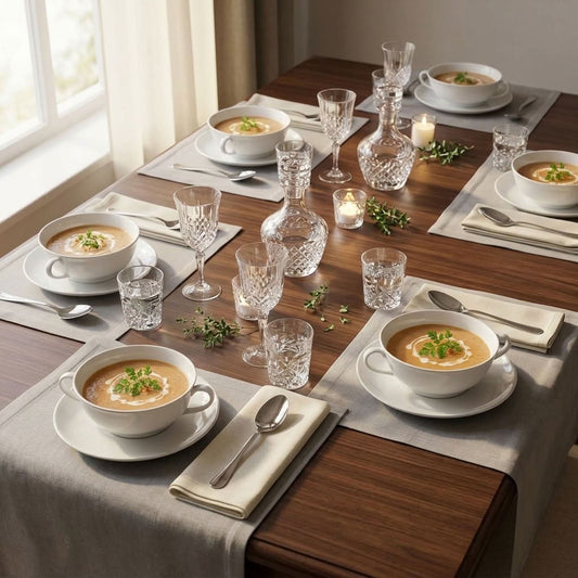 Makroon Porcelain Soup  Set with Bowls & Saucers – Bowls  for Everyday Dining- Serving 6 People