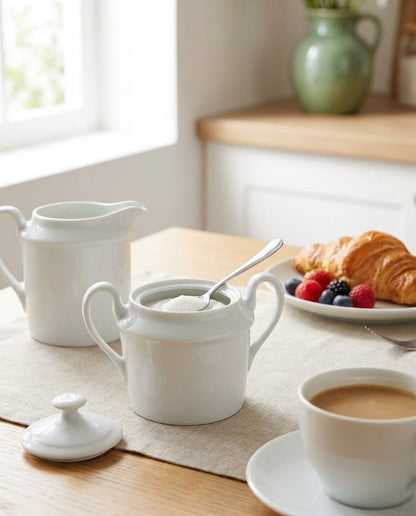 Makroon Sugar Porcelain Cup with Lid  | Elegant Sugar Jar for Tea & Coffee Serving