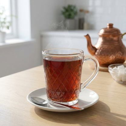 Diamond 255ml Glass Mug Set of 6