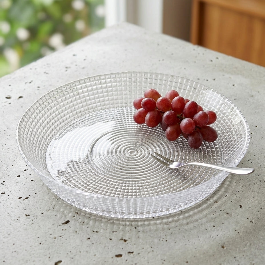 Lumax Glass Serving Plate | Elegant Round Glass Serving Plate (26 cm)